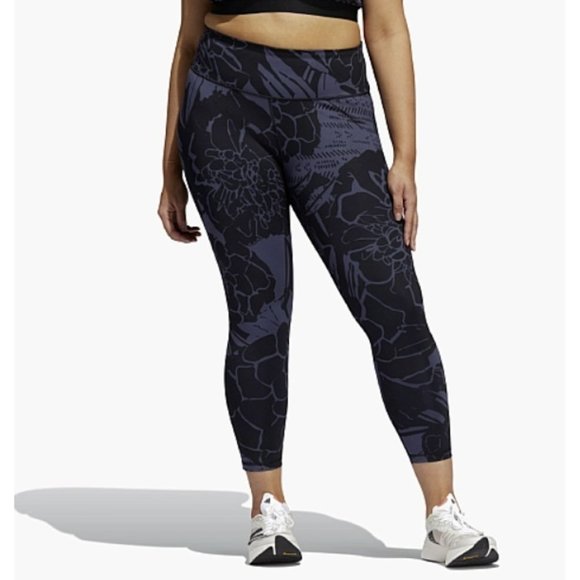 Adidas HD4460 Optime Superher Training Leggings Blue Floral - Picture 1 of 6